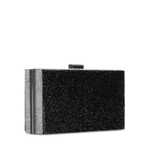 SONDRA ROBERTS crystal embellished rectangular box clutch minaudiere - BLACK - Picture 2 of 10